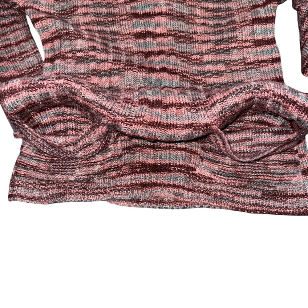 Vintage 70s PICATO Knit Sweater Tunic Women’s M Pink Gray Striped Long Sleeve - Picture 3 of 8